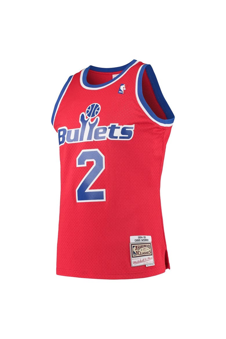 Men's Mitchell & Ness Chris Webber Red Washington Bullets 1994/95 Hardwood Classics Swingman Jersey, Alternate, color, Red