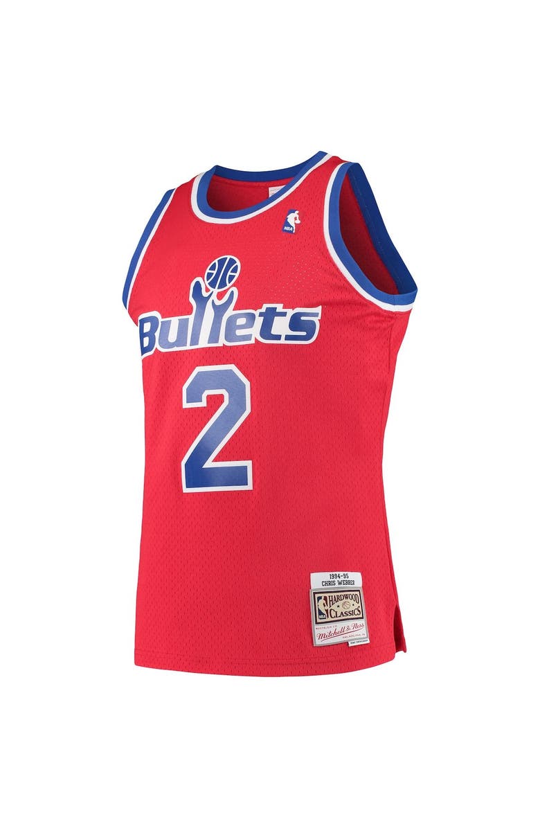 Mitchell & Ness Men's Mitchell & Ness Chris Webber Red Washington Bullets 1994/95 Hardwood Classics Swingman Jersey, Alternate, color, Red