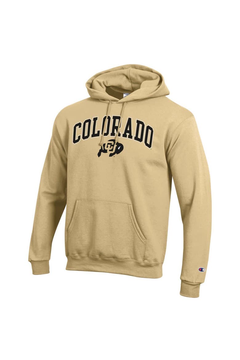 Men's Champion  Vegas Gold Colorado Buffaloes Arched Logo Fleece Pullover Hoodie, Alternate, color, Vegas Gold