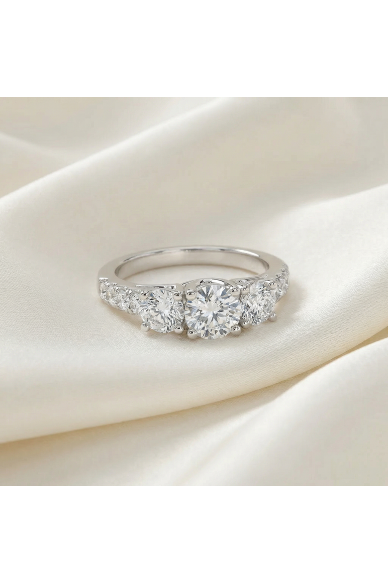 1 1/4ct Three Stone Lab Grown Diamond Engagement Ring 14K Gold, Alternate, color, 14K White Gold