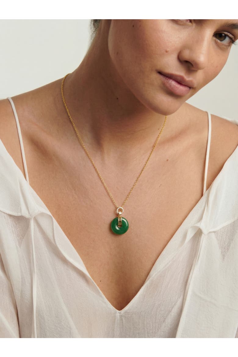 Donut Green jade pendant necklace, Alternate, color, Green