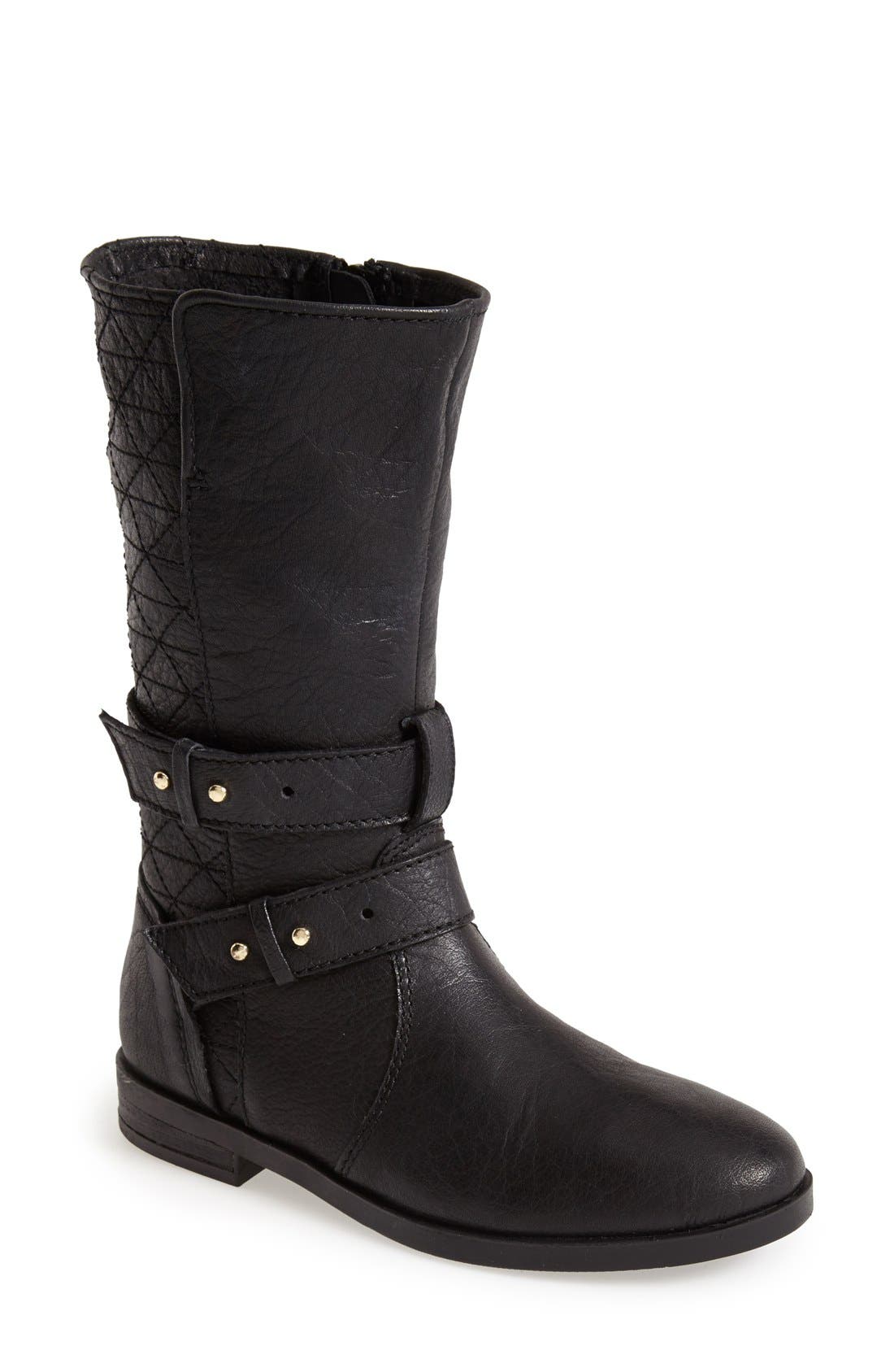 'Kristenn' Leather Moto Boot, Main, color, BLACK LEATHER