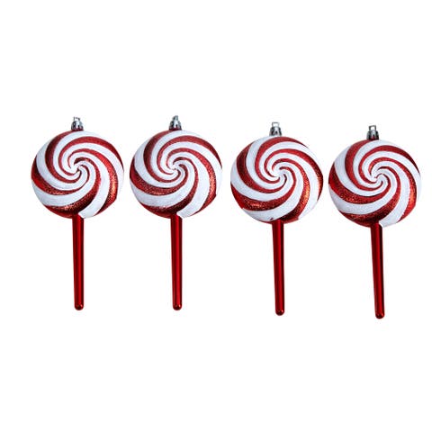 7-in Candy Cane Lollipop Holiday Deluxe Christmas Shatterproof Ornament Set of 4