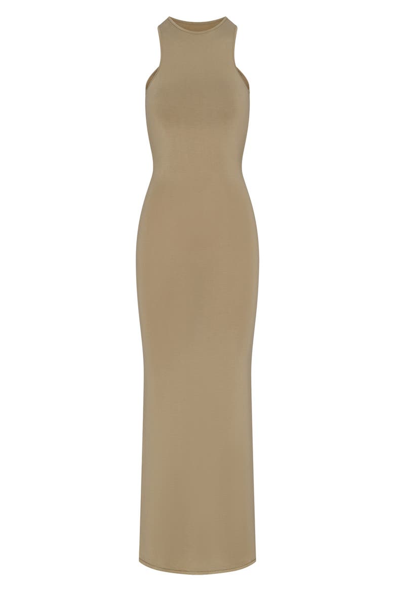 Smooth Lounge Open Back Maxi Dress, Alternate, color, KHAKI