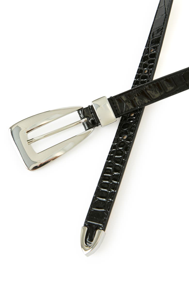 B-Low the Belt Briar Croco-Embossed Leather Belt, Alternate, color, Black Silver