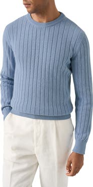 Eton Rib Knit Cotton Crewneck Sweater