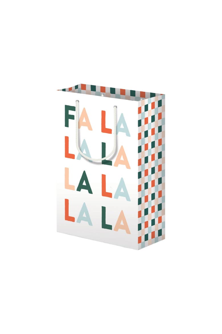 FA LA LA Checkered Holiday Gift Bag Card Set, Alternate, color, Checkered Holiday Design