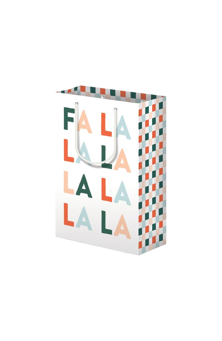Joy Paper Co. FA LA LA Checkered Holiday Gift Bag Card Set, Alternate, color, Checkered Holiday Design