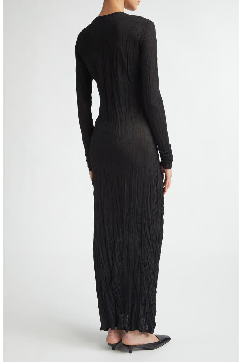 Crinkled Long Sleeve Column Sweater Dress, Alternate, color, BLACK