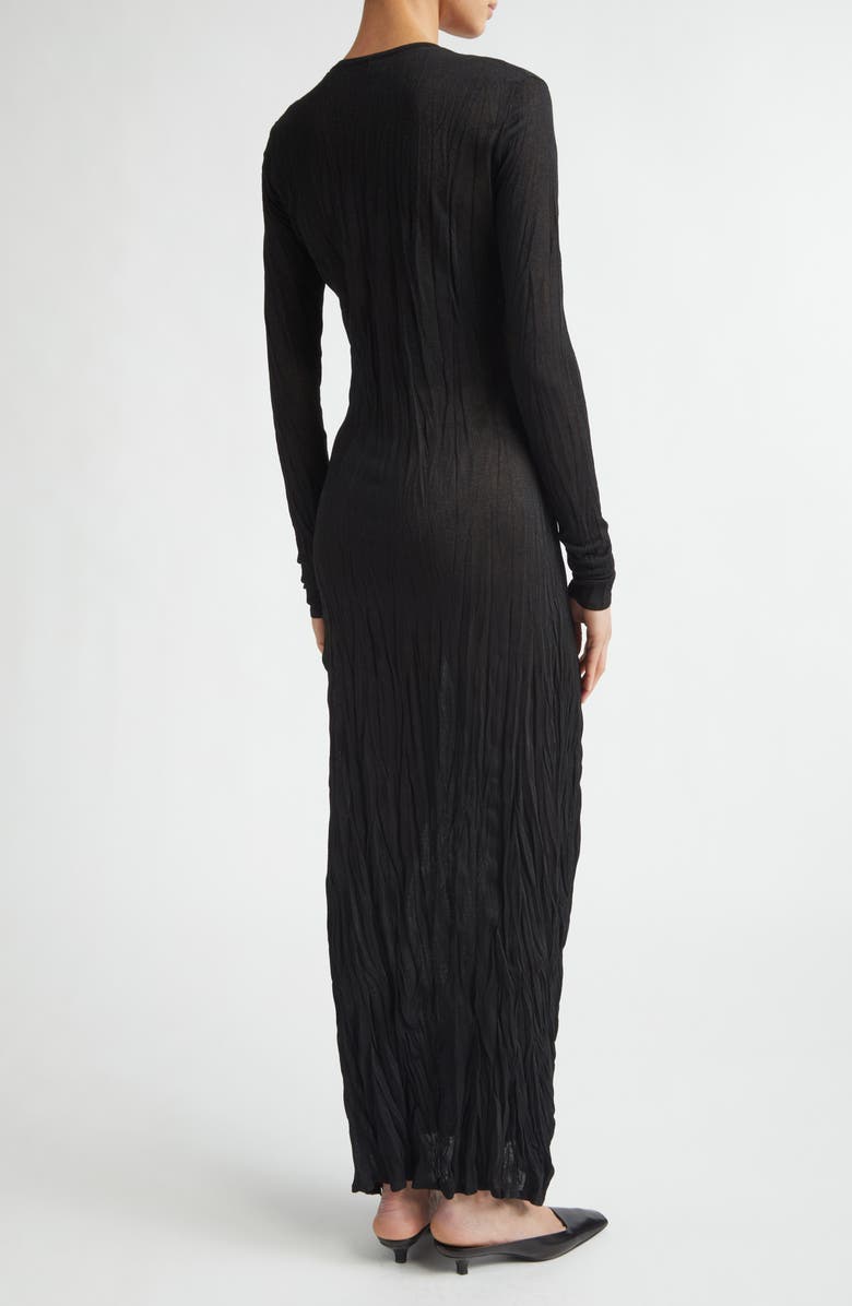 TOTEME Crinkled Long Sleeve Column Sweater Dress, Alternate, color, Black
