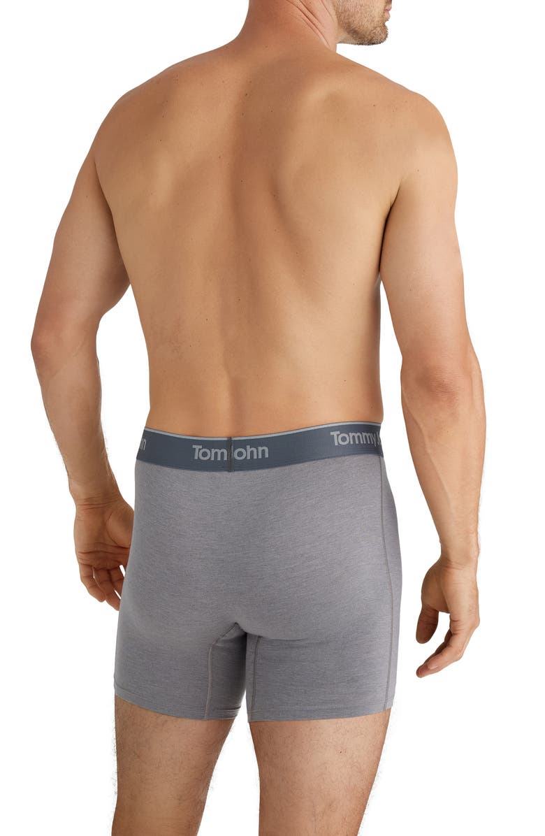 Tommy John 3-Pack Second Skin 6-Inch Stretch Modal Boxer Briefs, Alternate, color, Black/ Medium Grey/ Blues