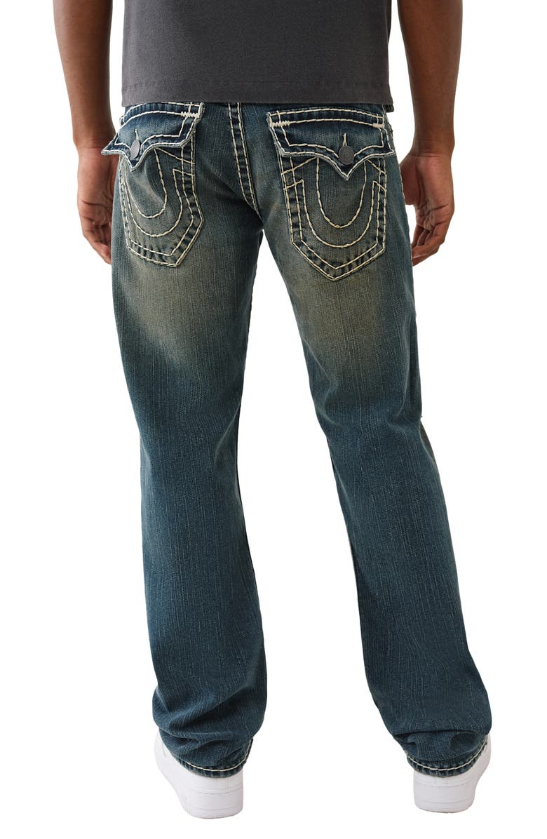 True Religion Ricky Super T Flap Straight Leg Jeans, Alternate, color, Menswear Dark Wash W/ Rips