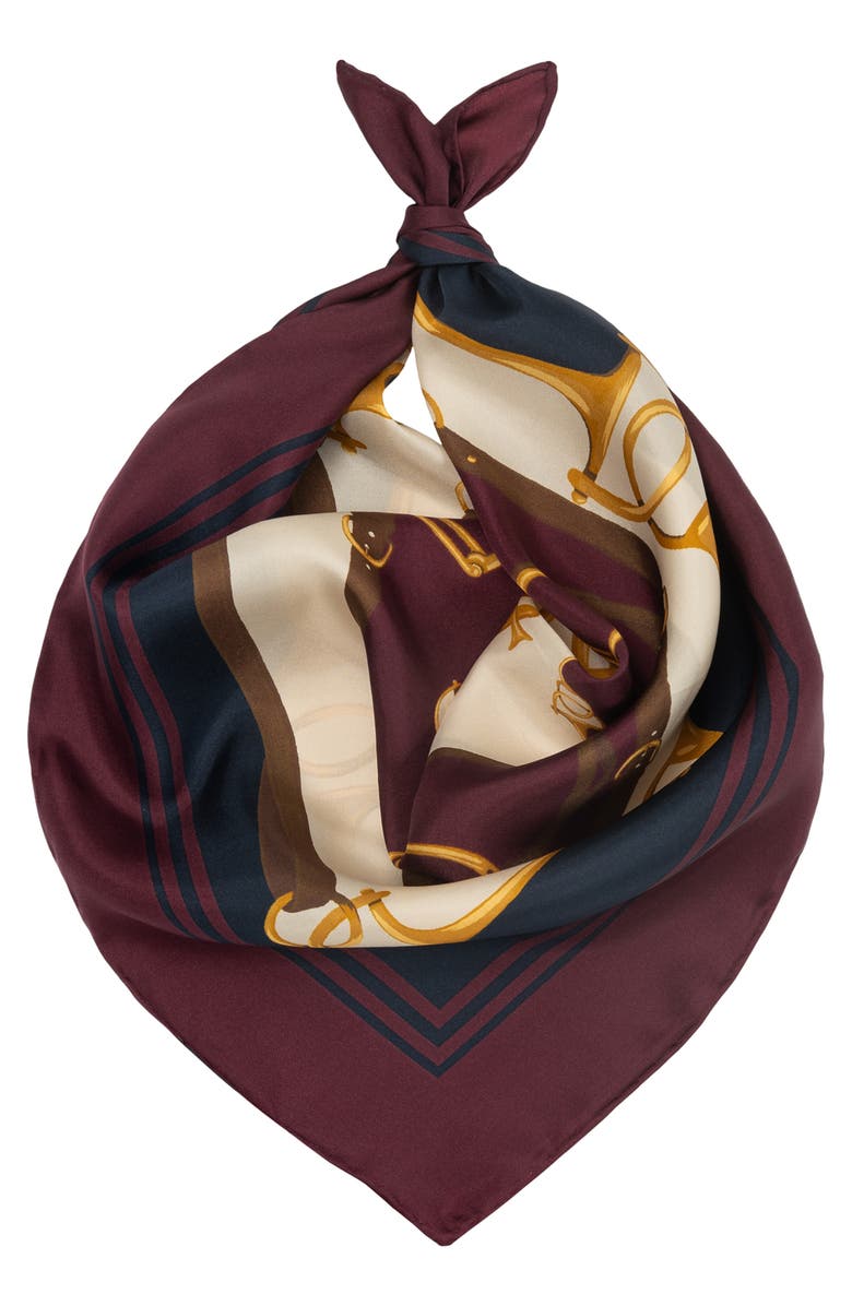 Lauren Ralph Lauren Equestrian Square Silk Scarf, Alternate, color, Dark Garnet