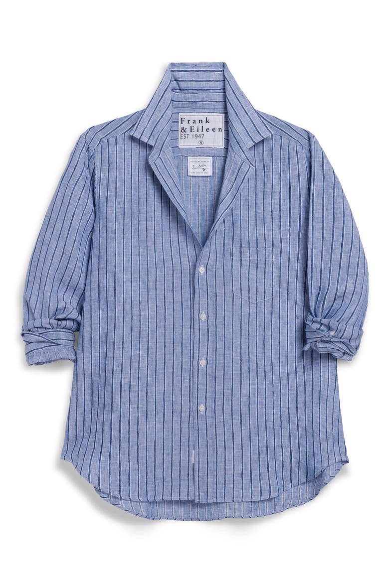 Relaxed Button-Up Shirt, Alternate, color, BLUE NAVY STRIPE