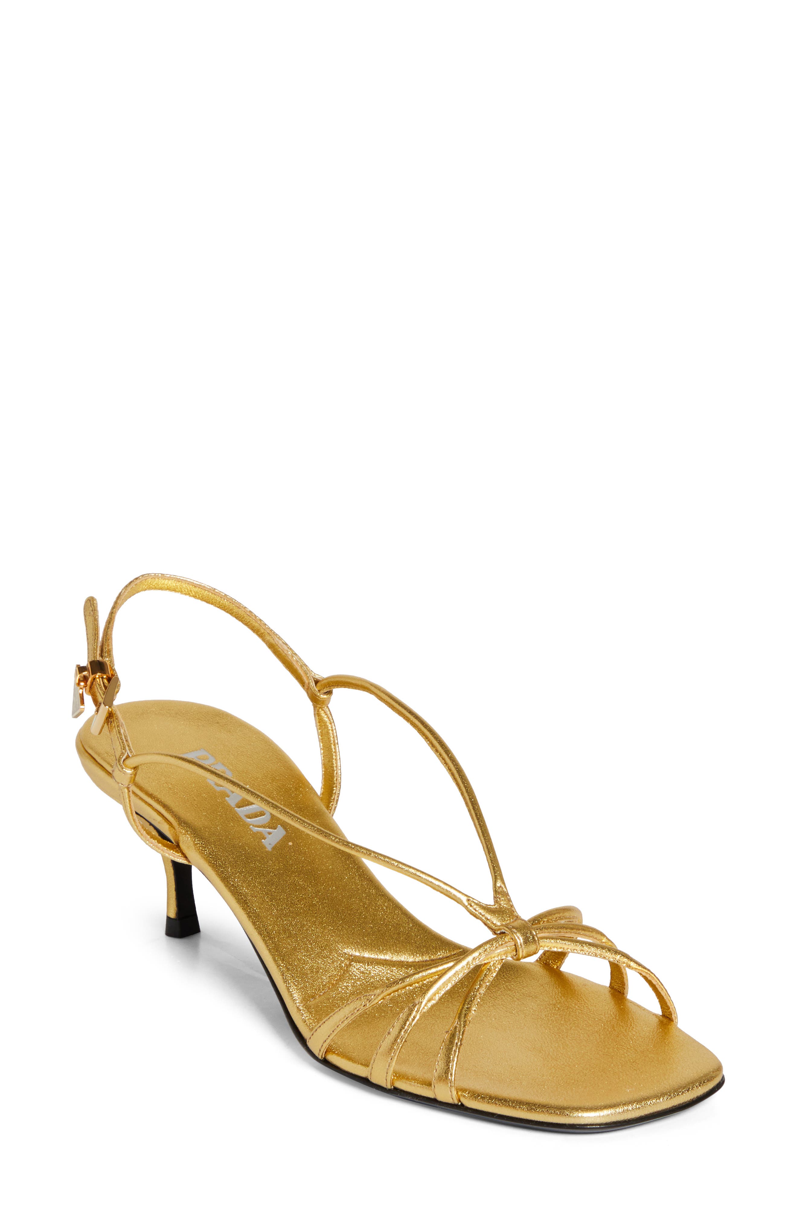 Prada Strappy Sandal in Oro 
