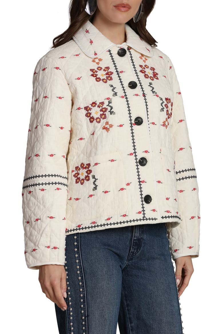 Embroidered Quilted Cotton Jacket, Alternate, color, CREAM FLORAL