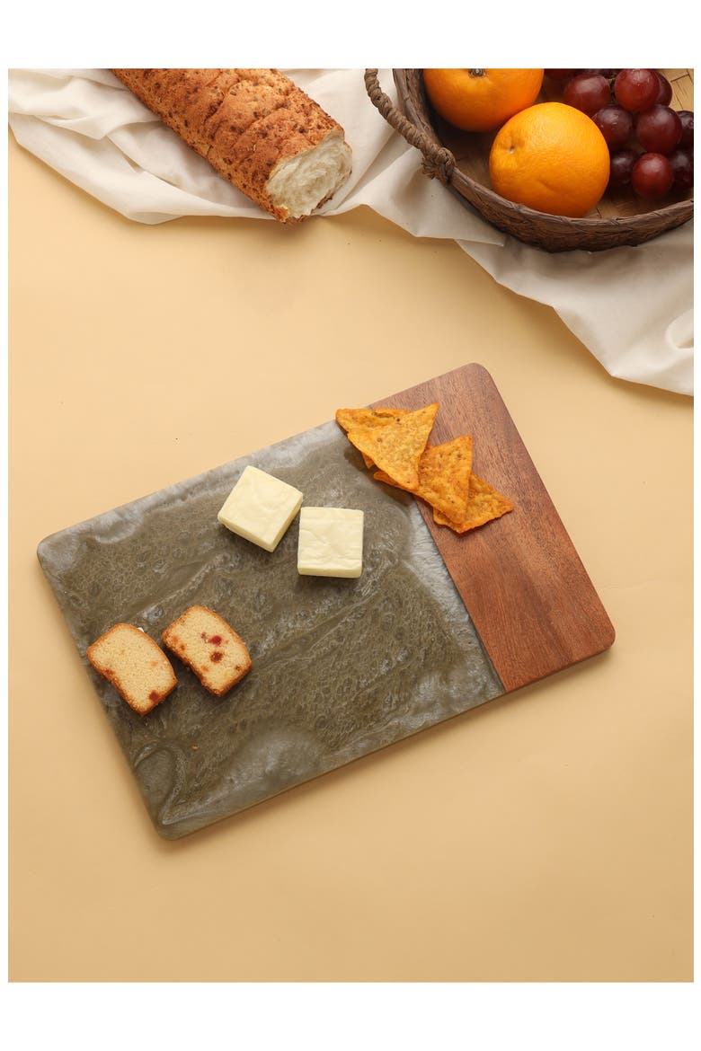Wood & Resin Cheese Board, Alternate, color, BROWN