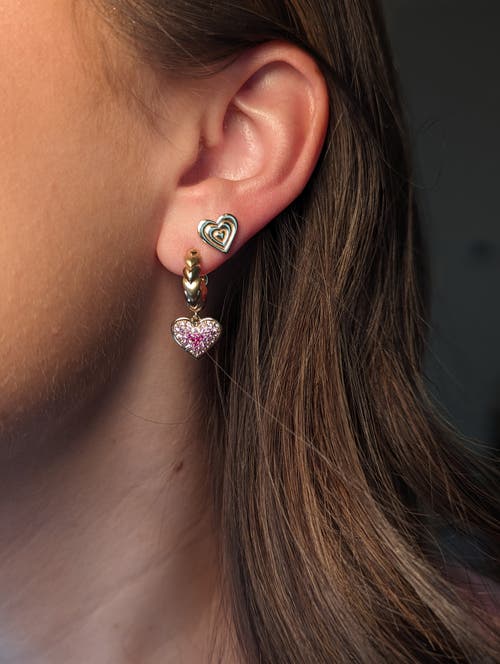 Campbell + Charlotte Juju Heart Charm Huggie In Gold