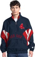 STARTER Men's Starter  Navy Boston Red Sox Cooperstown Chief Half-Zip Pullover