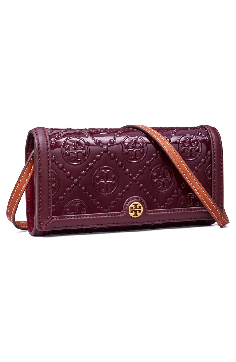 Tory Burch T Monogram Patent Leather Crossbody Wallet, Alternate, color, 