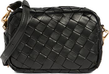 Faux Leather Woven Crossbody Bag
