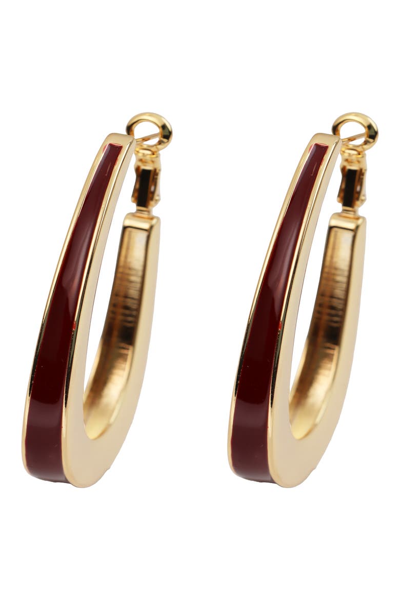 Enamel Hoop Earrings, Main, color, BURGUNDY