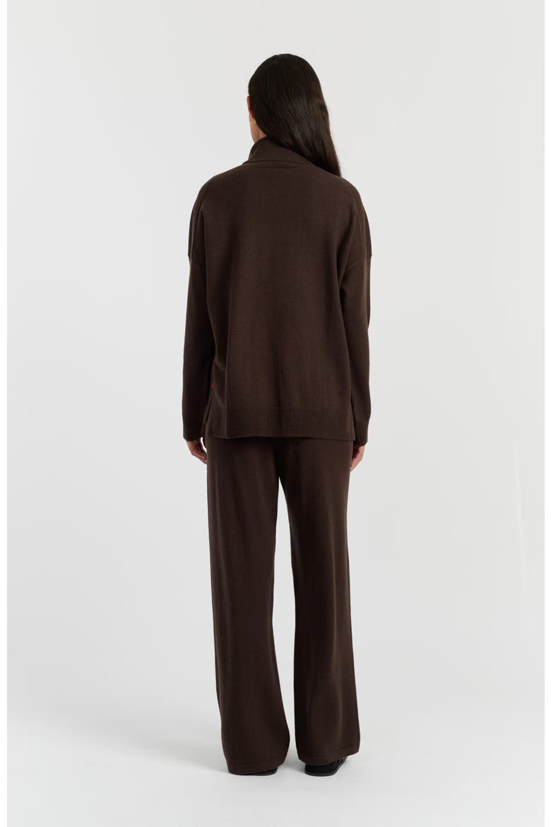 Relaxed Roll Neck Wool & Cashmere Sweater, Alternate, color, Chocolate