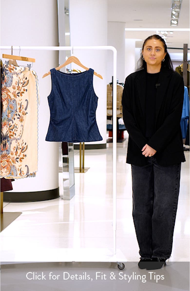 Ruched Denim Shell Top, sales video thumbnail