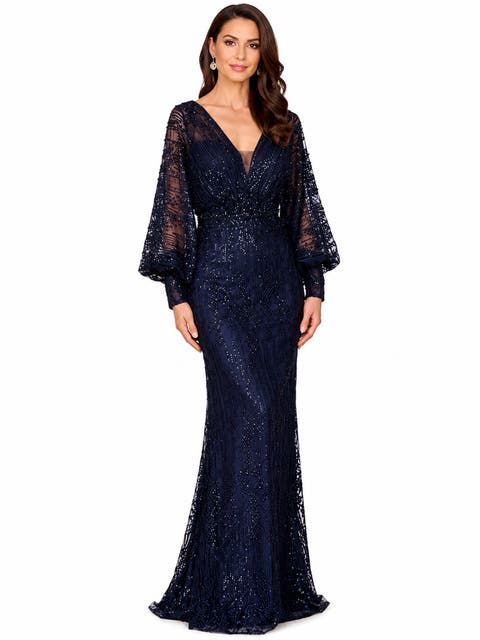 Beaded Faux-Wrap V-Neck Bridal Gown
