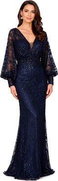 LARA New York Beaded Faux-Wrap V-Neck Bridal Gown