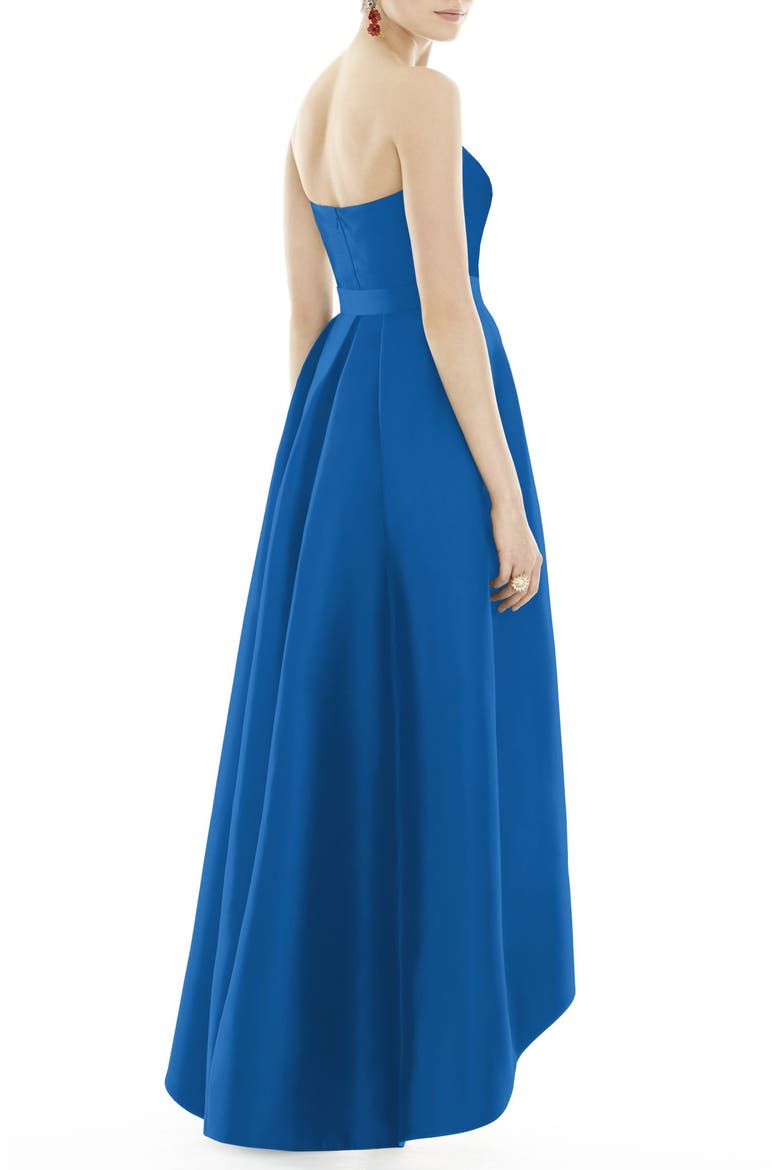 Strapless High/Low Ballgown, Alternate, color, COASTAL