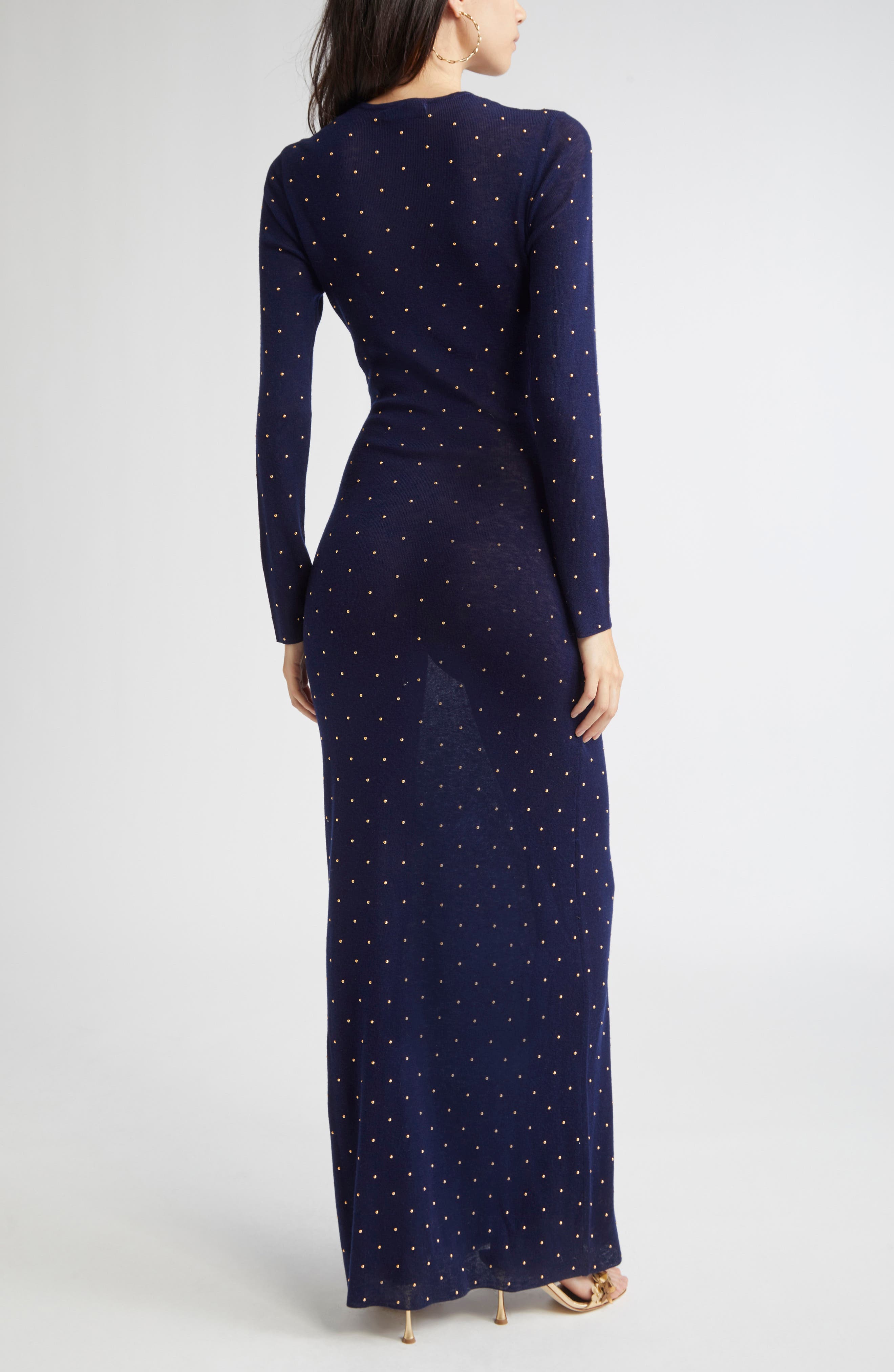 Studded Long Sleeve Wool Knit Dress - image 2