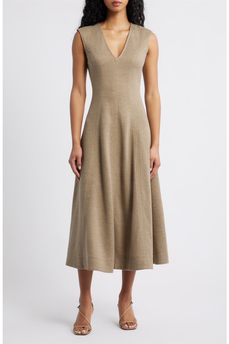 Sleeveless A-Line Knit Dress, Main, color, MOCHA