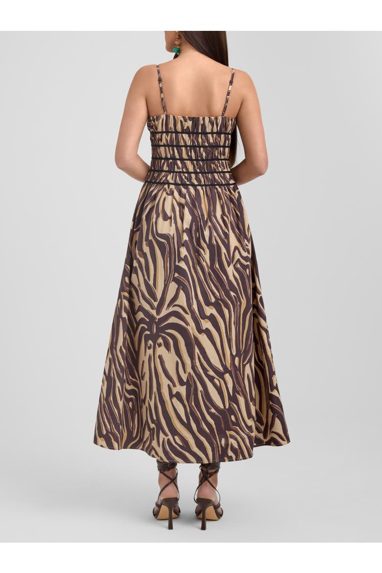 Zerra Smocked Corset Maxi Dress, Alternate, color, Brown Abstract