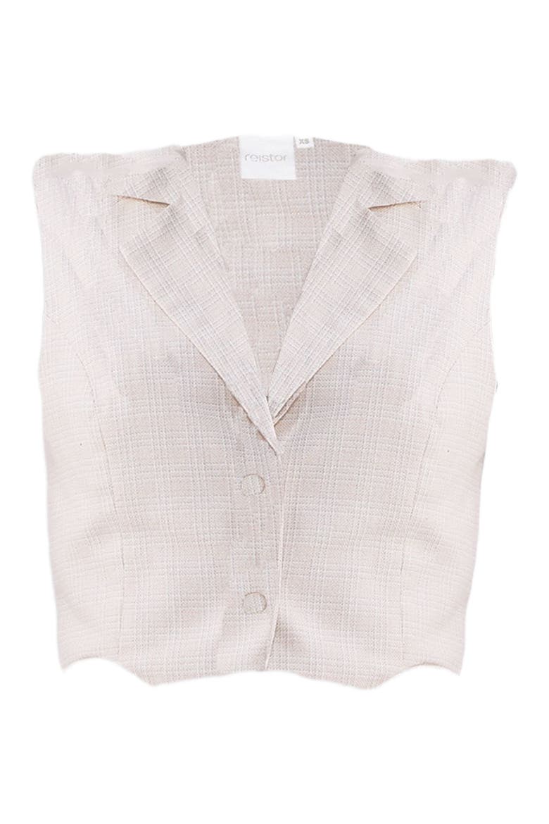 Cropped Cotton Tweed Vest, Alternate, color, Chestnut Twist