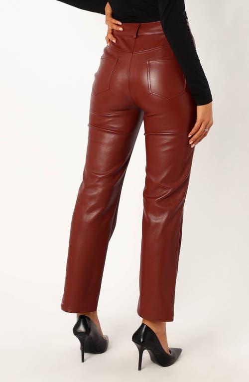 Petal And Pup Petal & Pup Maverick High Waist Straight Leg Faux Leather Pants In Burgundy