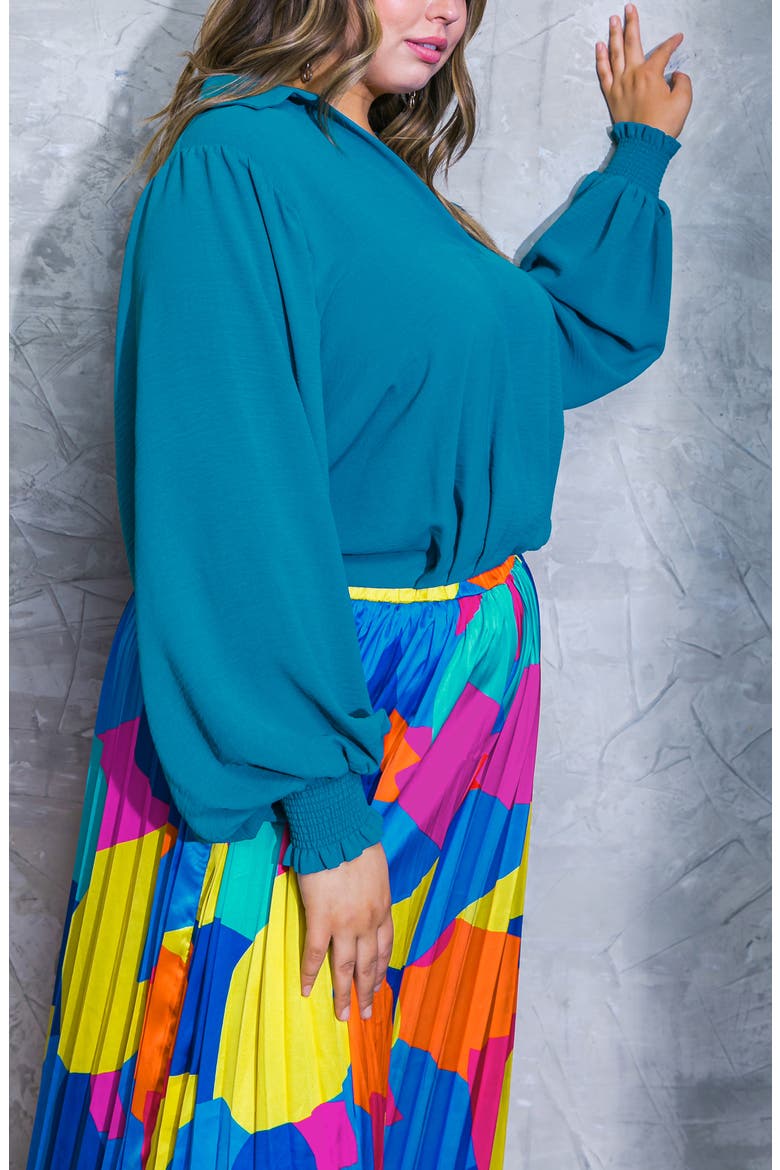 Solid Collared Top, Alternate, color, TEAL