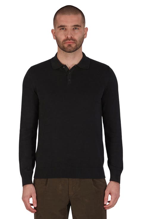 Cotton Long Sleeve Knitted Polo Shirt