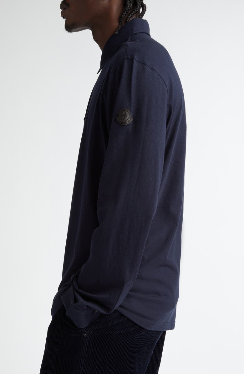 Moncler Long Sleeve Cotton & Cashmere Polo, Alternate, color, 