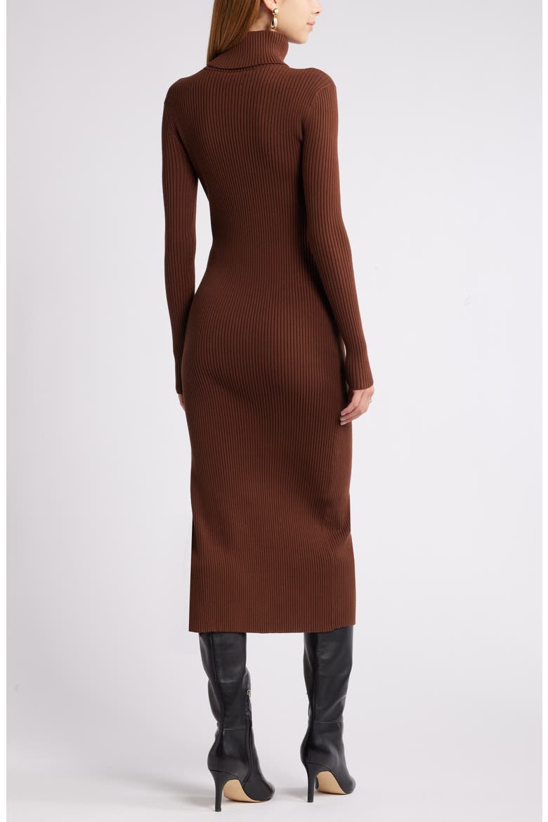 Rib Long Sleeve Turtleneck Sweater Dress, Alternate, color, BROWN SOIL