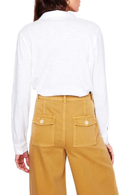 Shop Boden Amy Cotton Knit Button-up Shirt In White