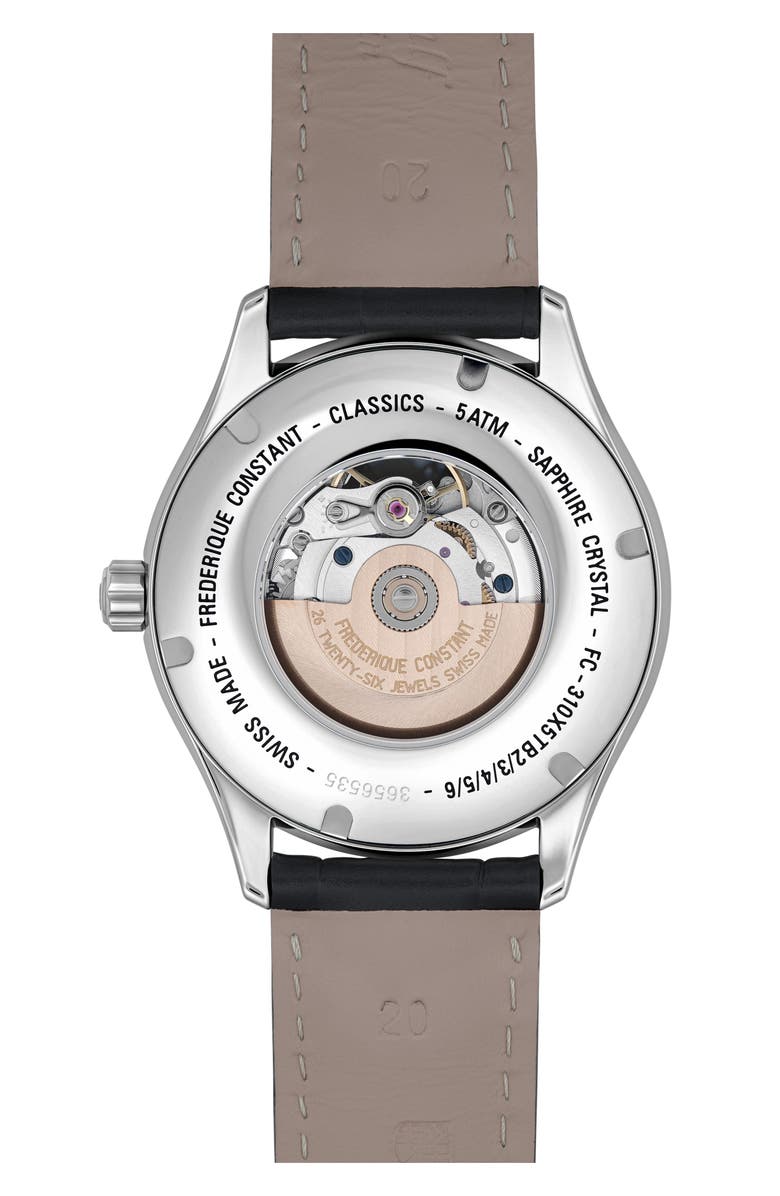 FREDERIQUE CONSTANT Classics Heartbeat Automatic Leather Strap Watch, 40mm, Alternate, color, 