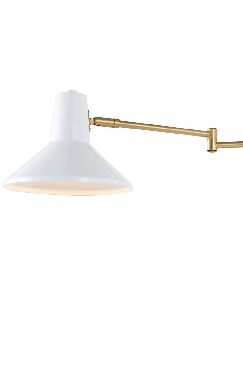 Hygge Swing Arm 1-Light Modern Midcentury Iron USB Charging Port LED Sconce, Alternate, color, White