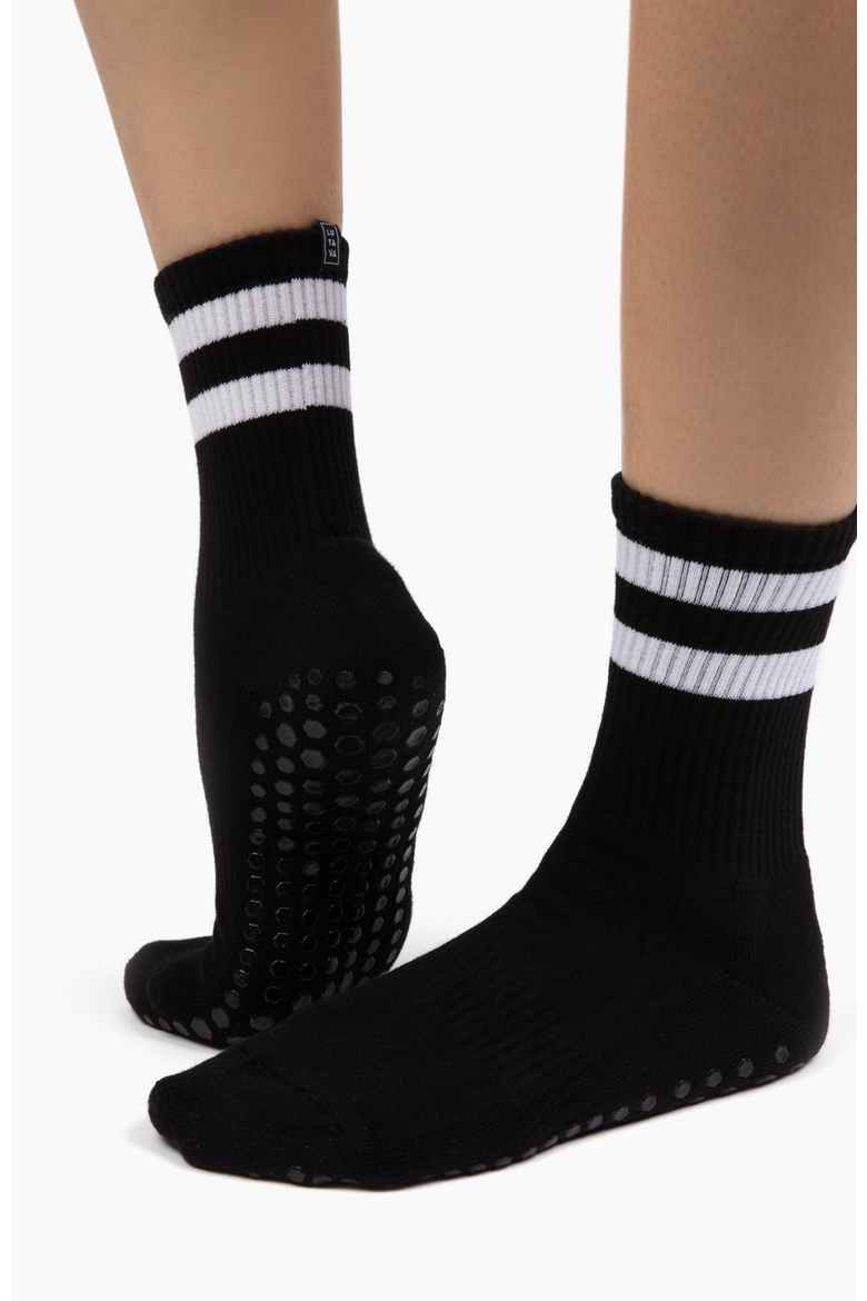 Antimicrobial Grip Sock- Black Crew with Black Grip - 4 Pack, Alternate, color, Black