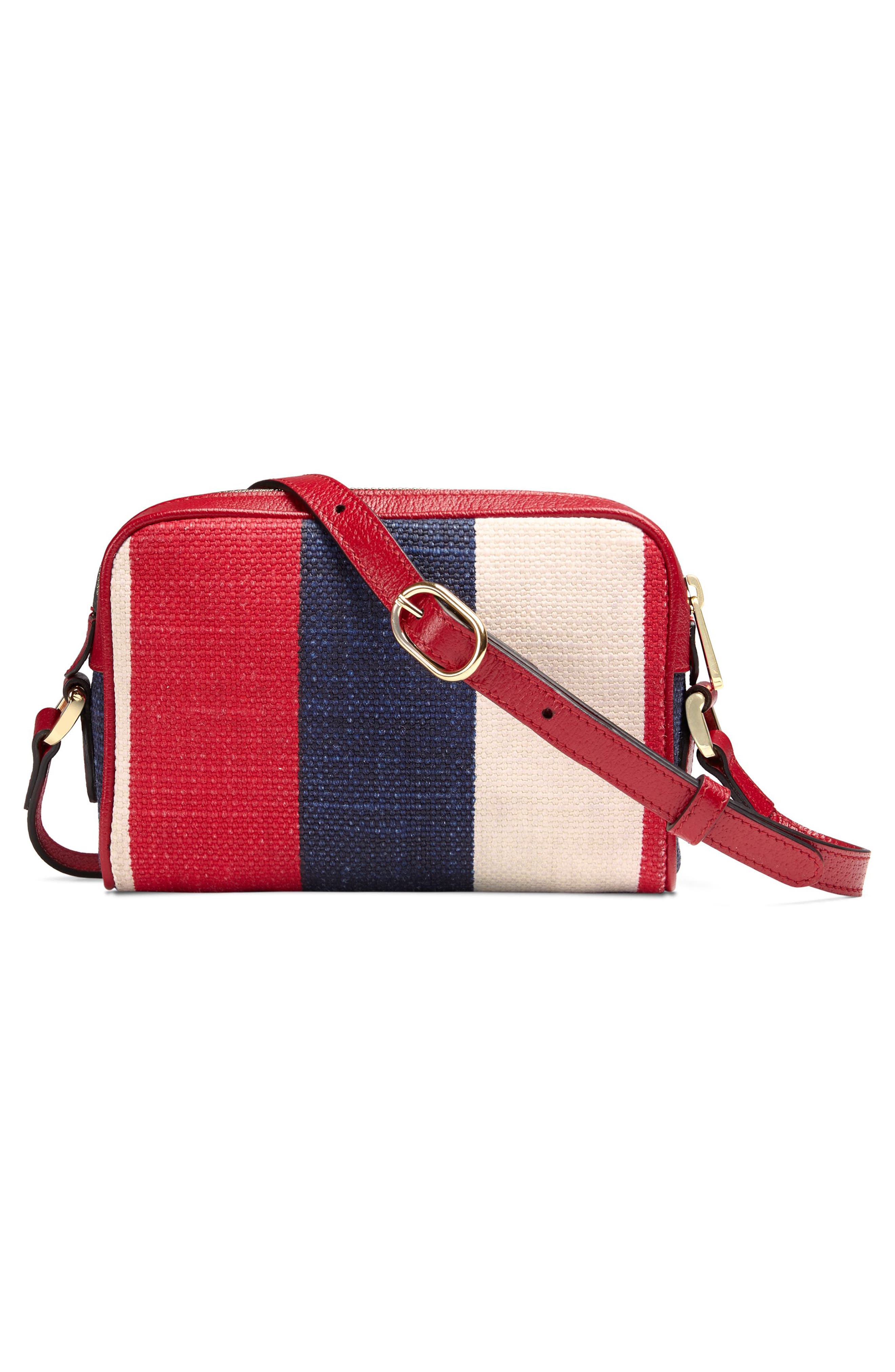 Gucci Ophidia Washed Cotton Stripe Mini Bag, Alternate, color, 