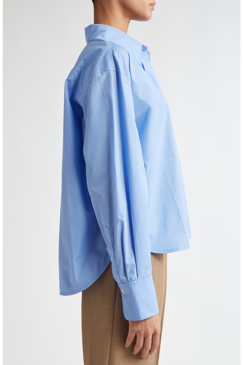 Crop Organic Cotton Poplin Button-Up Shirt, Alternate, color, OXFORD BLUE