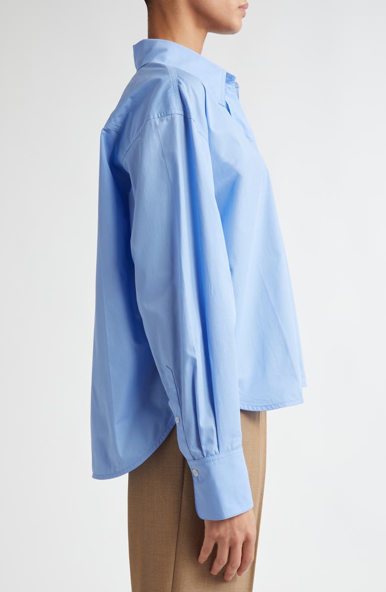 Victoria Beckham Crop Organic Cotton Poplin Button-Up Shirt, Alternate, color, Oxford Blue