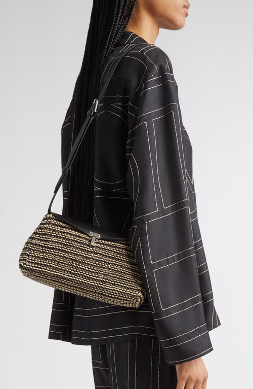 Totême Toteme T-lock Top Handle Woven Leather Clutch In Multi