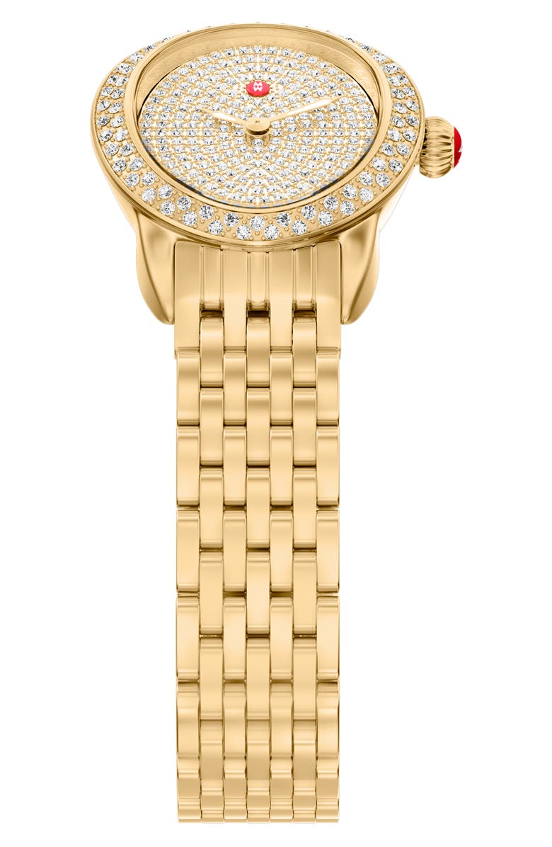 MICHELE Serein Oval Diamond Bracelet Watch, 24mm x 27mm, Alternate, color, Gold