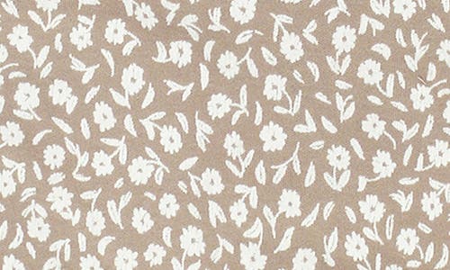 Shop L'ovedbaby Print Ruffled Organic Cotton Bubble Romper In Oatmeal Ditsy Floral